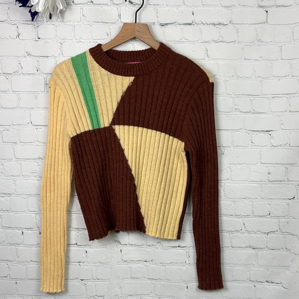 KITRI Pullover Color Block Long Sleeve Wool Alpaca Blend Sweater size XS
